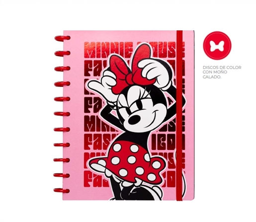 CUADERNO A DISCOS MOOVING LOOP CARTA MINNIE MOUSE 80H RAYADO