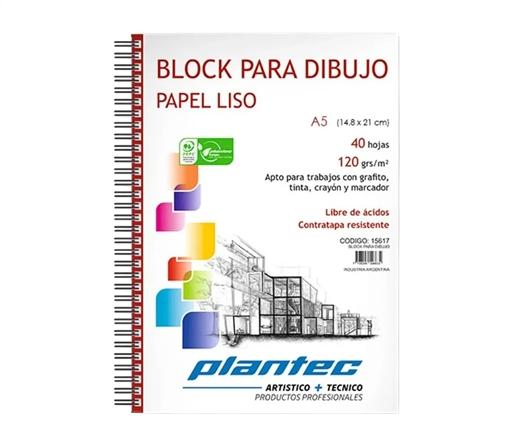 BLOCK DE DIBUJO C/ESPIRAL LATERAL PLANTEC A5 120G BLANCO 40H