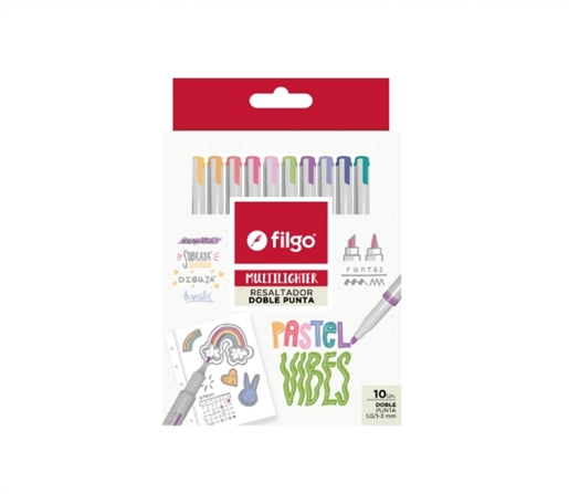 RESALTADOR FILGO MULTILIGHTER DOBLE PUNTA PASTEL VIBES CJ X10