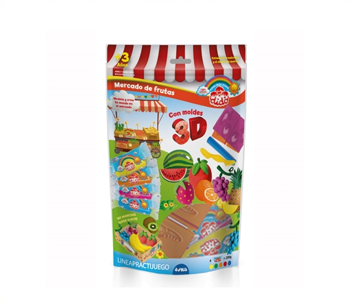 SET MASA DIDO MERCADO DE FRUTAS C/ 3 MOLDES RODILLO Y ESTECA