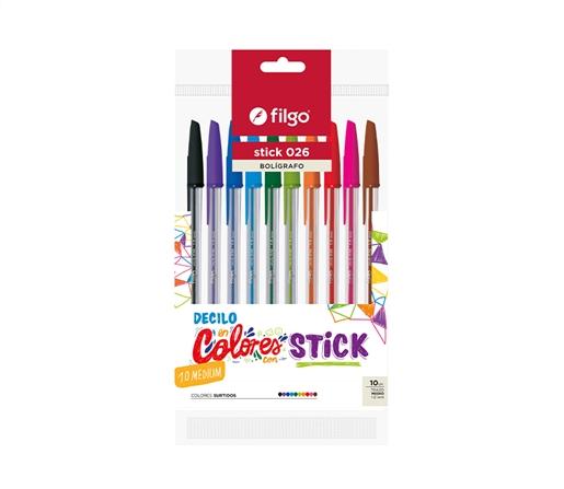 BOLIGRAFO FILGO STICK 026 1.0 SURTIDO EST X10