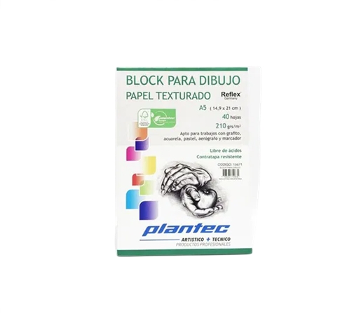 BLOCK DE DIBUJO PLANTEC A5 210G BLANCO TEXTURADO 40H