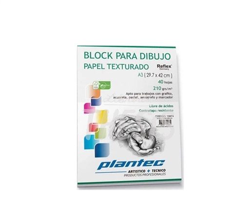 BLOCK DE DIBUJO PLANTEC A4 210G BLANCO TEXTURADO 40H