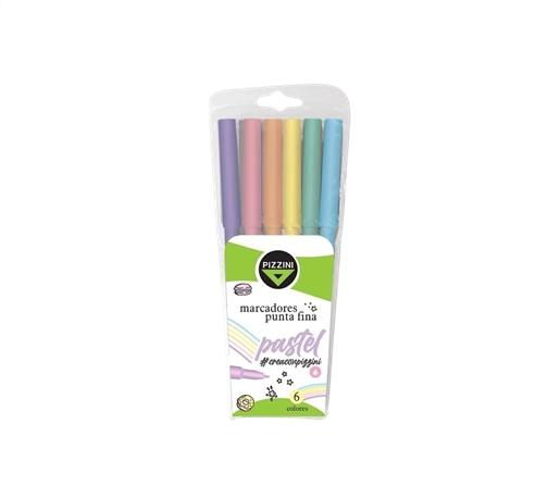 MARCADOR ESCOLAR PIZZINI PASTEL EST X6