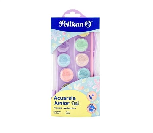 ACUARELA PASTEL PELIKAN JUNIOR C/PINCEL VIOLETA EST X12