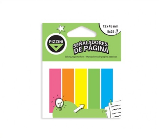 BANDERITAS PIZZINI FLUO 12X45MM 5X25H
