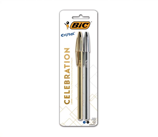 BOLIGRAFO BIC CELEBRATION AZUL Y NEGRO CUERPO METALIZADO BL X2