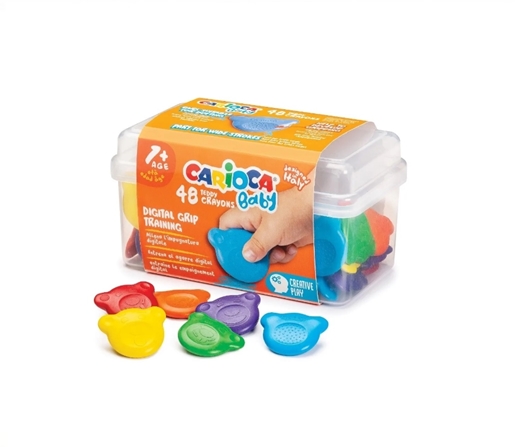 CRAYON DE CERA CARIOCA BABY TEDDY AGARRE C/FORMA DE OSO CJ X48