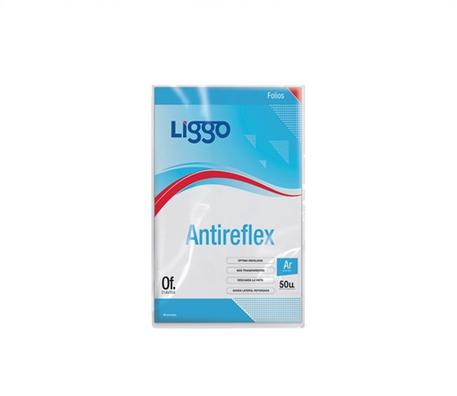 FOLIO LIGGO ANTIREFLEX 40 MICRONES OFICIO X50