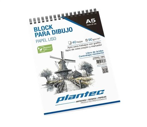 BLOCK DE DIBUJO C/ESPIRAL SUPERIOR PLANTEC A5 90G 40H