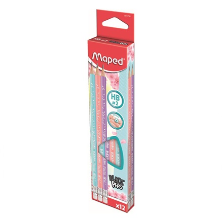 LAPIZ DE GRAFITO MAPED HB C/GOMA CUERPO PASTEL X12