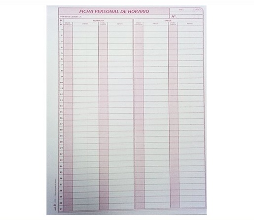 PLANILLA FICHA PERSONAL DE HORARIO NIVEL 10 50H