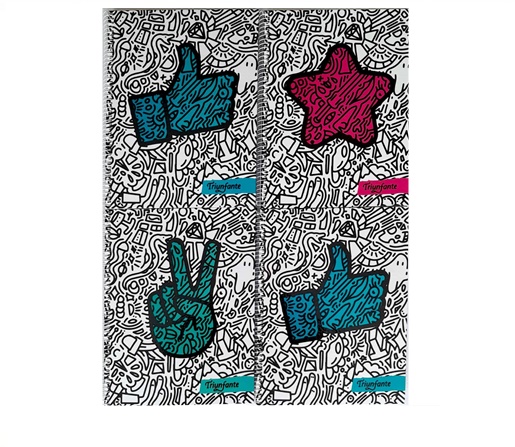 CUADERNO C/ESPIRAL TRIUNFANTE DOODLE SIGNOS T/D A4 100H CUADRICULADO