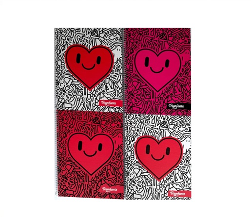 CUADERNO C/ESPIRAL TRIUNFANTE DOODLE CORAZON T/D A4 100H CUADRICULADO