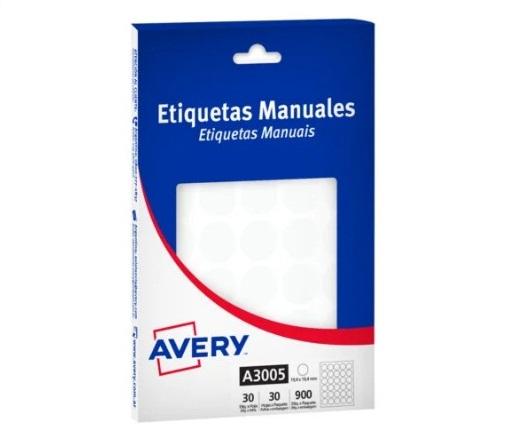 ETIQUETA AUTOADHESIVA AVERY 3005 REDONDA 19MM