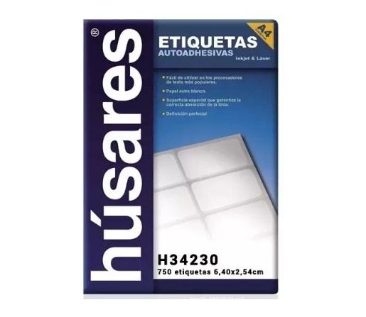 ETIQUETAS HUSARES H34230 6.40X2.54 30 ETIQ. X HOJA X 25H