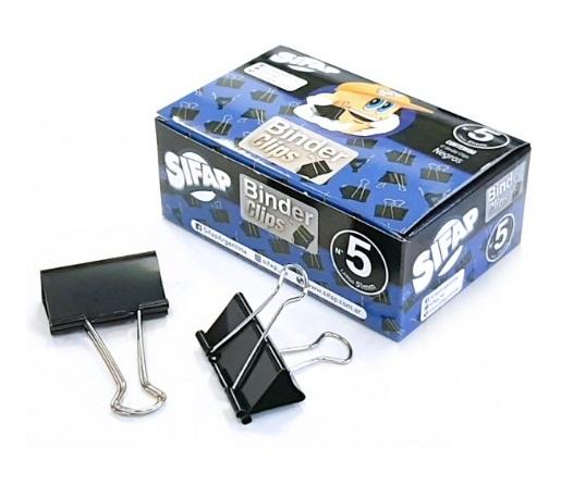 BINDER CLIP SIFAP N°5 (51MM) NEGRO CJ X12