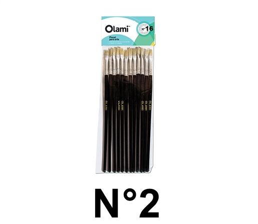 PINCEL PELO DE CERDA CHATO OLAMI 102 N°2 BL X12