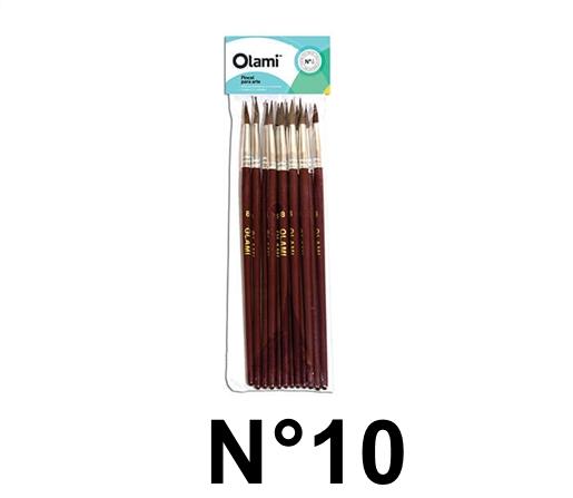 PINCEL PELO DE PONY REDONDO OLAMI 210 N°10 BL X12