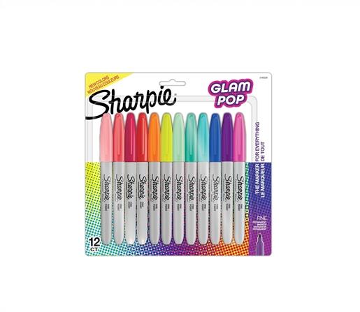 MARCADOR PERMANENTE SHARPIE GLAM POP FINO BL X12