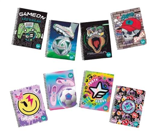 CUADERNO C/ESPIRAL INK DROP T/SEMIRRIGIDA A4 80H RAYADO - FOOTY