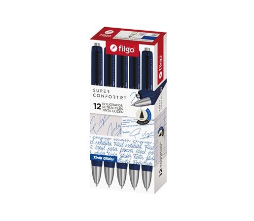 BOLIGRAFO FILGO GLIDER SUPER CONFORT RETRACTIL 0.7 AZUL CJ X12
