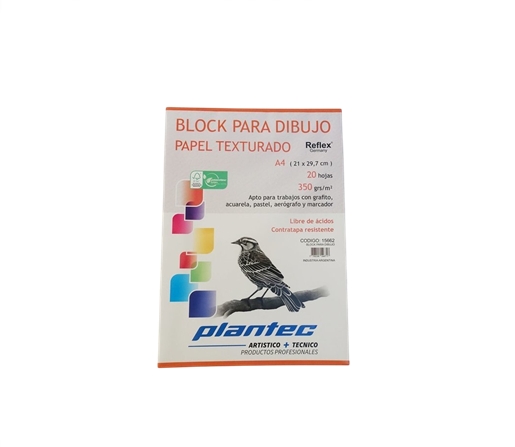 BLOCK DE DIBUJO PLANTEC A4 350G BLANCO TEXTURADO 20H