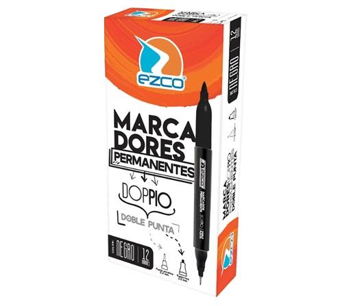 MARCADOR PERMANENTE DOBLE PUNTA EZCO DOPPIO CJ X12