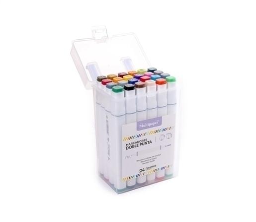MARCADOR DOBLE PUNTA PERMANENTE MULTIPAPER EST. PLASTICO X24