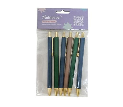 BOLIGRAFO RT METALICO CUERPO ENGOMADO SENIOR BL X6