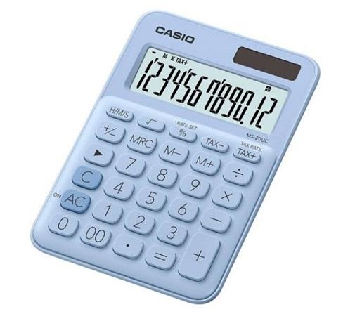 CALCULADORA CASIO MS-20 COLOR CELESTE 12 DIGITOS