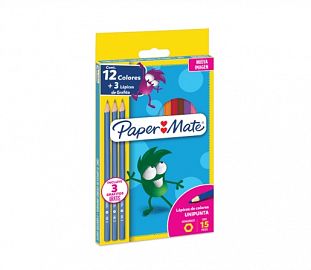 LAPIZ DE COLOR PAPERMATE CJ X12 + 3 GRAFITOS
