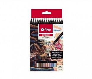 LAPIZ DE COLOR FILGO BLACK AND WHITE SUPERSOFT NEUTRO CJ X15