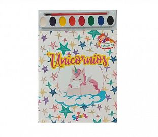 LIBRO PARA COLOREAR COLECCION PINTORCITO UNICORNIOS + ACUARELA