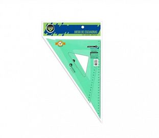 ESCUADRA TECNICA PIZZINI SET 30CM X 45º Y 30CM 60º C/UÑERO Y BISELES VERDE TRANSPARENTE