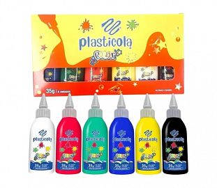 ADHESIVO COLOR PLASTICOLA 40G SURTIDO CJ X6
