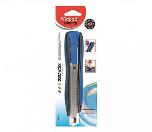 CUTTER PLASTICO MAPED ZENOA SENSITIV 18MM C/GUIA METAL BL X1