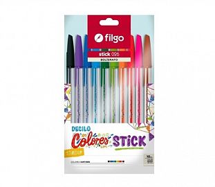 BOLIGRAFO FILGO STICK 026 1.0 SURTIDO EST X10