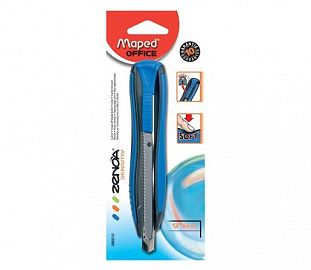 CUTTER PLASTICO MAPED ZENOA SENSITIV 9MM C/GUIA METAL BL X1