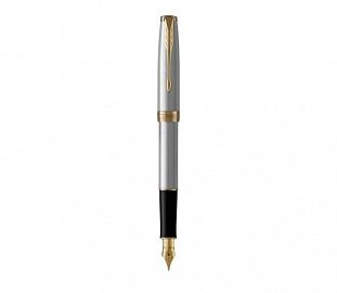 PLUMA PARKER SONNET ACERO TERMINACION DORADA TINTA NEGRA PUNTA MEDIANA