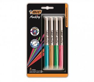 MARCADOR PERMANENTE BIC METALIZADO BL X4