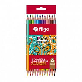 LAPIZ DE COLOR FILGO PINTO BICOLOR CJ X12