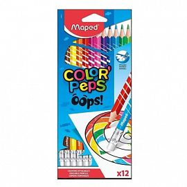 LAPIZ DE COLOR MAPED COLOR PEPS BORRABLE C/GOMA CJ X12