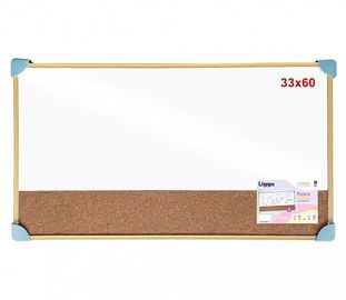 PIZARRA COMBINADA LIGGO BLANCA/CORCHO EN UNA FAZ 33X60 MARCO COLOR PASTEL AMARILLO