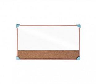 PIZARRA COMBINADA LIGGO BLANCA/CORCHO EN UNA FAZ 33X60 MARCO COLOR PASTEL CORAL