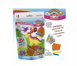 SET MASA DIDO DINOSAURIOS - CRETACICO C/ 3 MOLDES RODILLO Y ESTECA