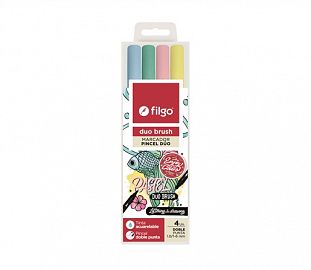 MARCADOR DOBLE PUNTA PINCEL FILGO DUO BRUSH ACUARELABLE PASTEL EST X4