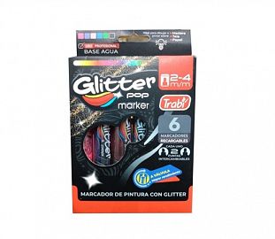 MARCADOR A VALVULA TRABI GLITTER POP EST X6