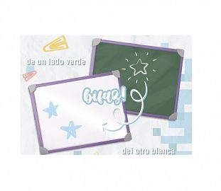 PIZARRA LIGGO 2 EN 1 BLANCA/VERDE 30X40 MARCO COLOR PASTEL ROSA