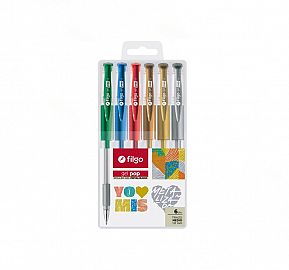 BOLIGRAFO ROLLER FILGO GEL POP 1.0 METALIZADO EST X6